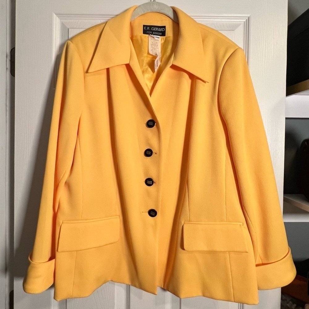 Vintage NWT Yellow Ribbed Blazer Jacket E.R. Gerard for Renlyn Size 20w